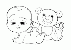 Baby Boss sdraiato con il suo orsetto