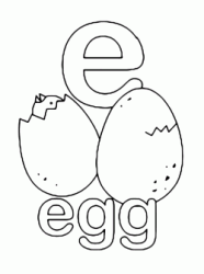 Lettera e in stampato minuscolo di egg (uovo) in Inglese