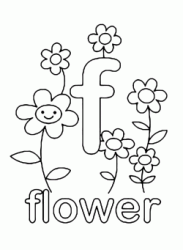 Lettera f in stampato minuscolo di flower (fiore) in Inglese