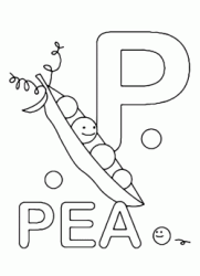 Lettera P in stampatello di pea (pisello) in Inglese