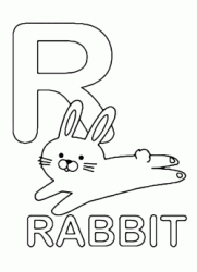 Lettera R in stampatello di rabbit (coniglio) in Inglese
