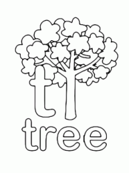 Lettera t in stampato minuscolo di tree (albero) in Inglese