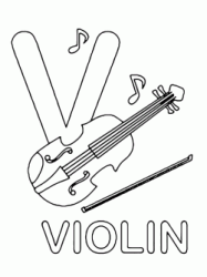 Lettera V in stampatello di violin (violino) in Inglese