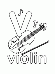 Lettera v in stampato minuscolo di violin (violino) in Inglese