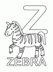 Lettera Z in stampatello di zebra in Inglese