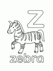 Lettera z in stampato minuscolo di zebra in Inglese