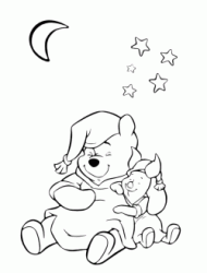 Winnie the Pooh e Pimpi dormono abbracciati sotto la luna