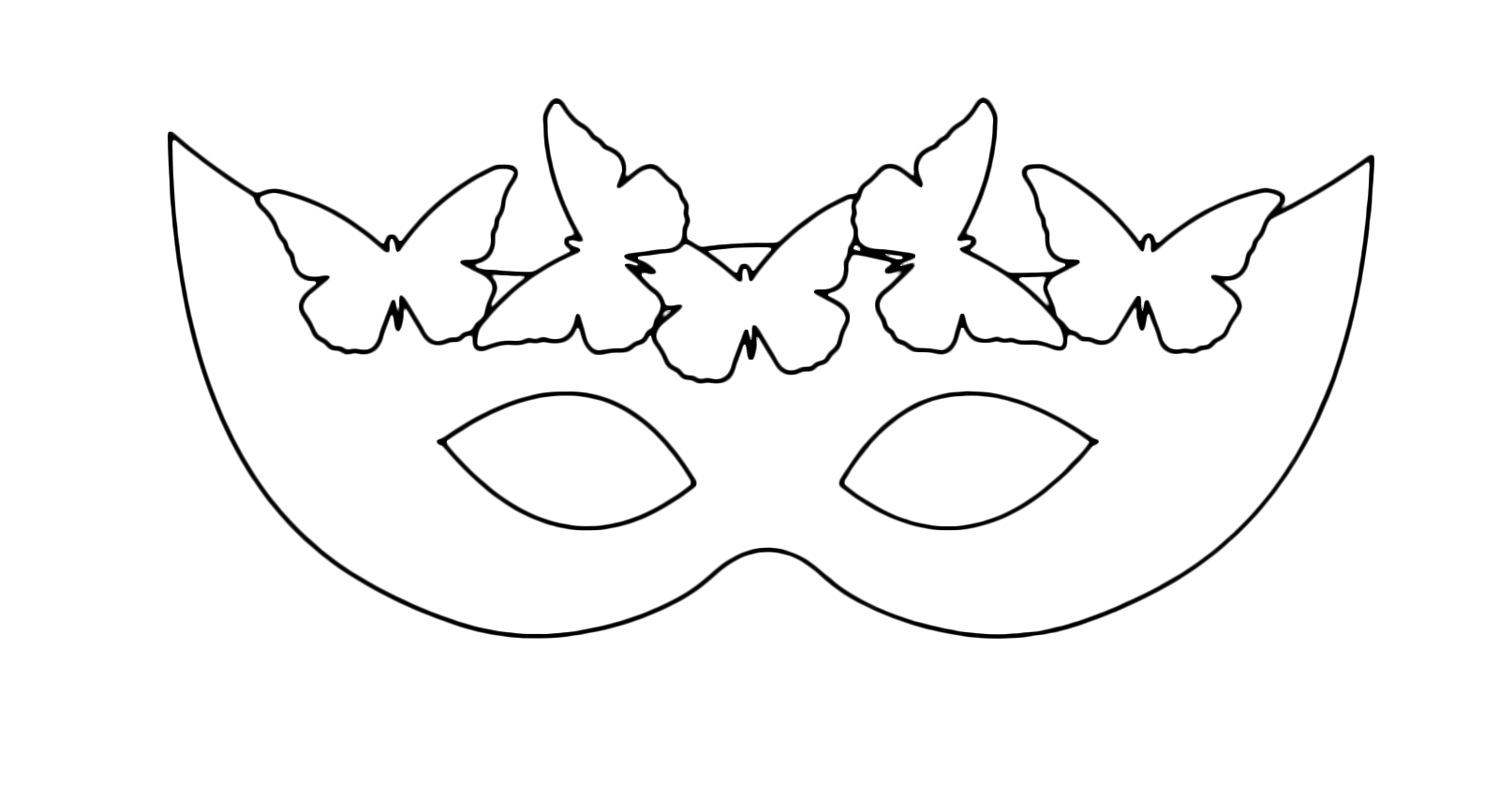 Carnevale - Maschera di Carnevale con le farfalle da colorare